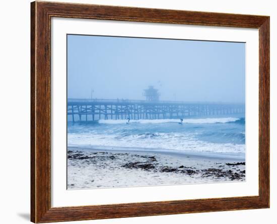 San Clemente Pier with Surfers on a Foggy Day, California, United States of America, North America-Mark Chivers-Framed Photographic Print