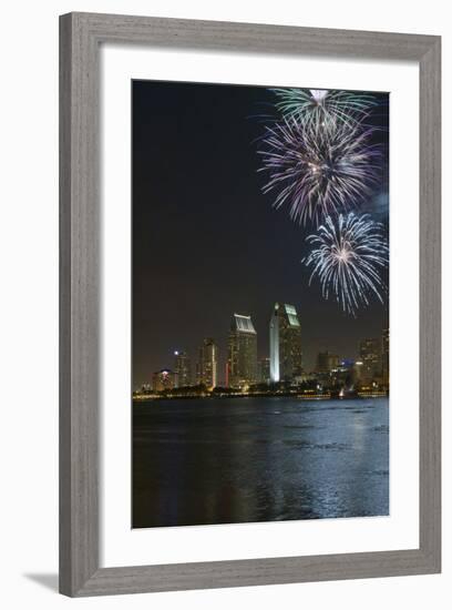 San Diego Bay Fireworks-lpound-Framed Photographic Print