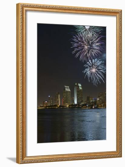 San Diego Bay Fireworks-lpound-Framed Photographic Print