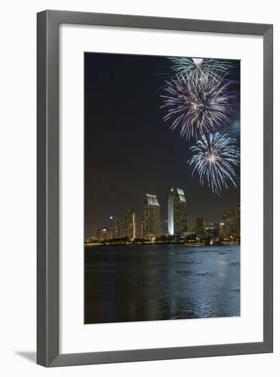 San Diego Bay Fireworks-lpound-Framed Photographic Print