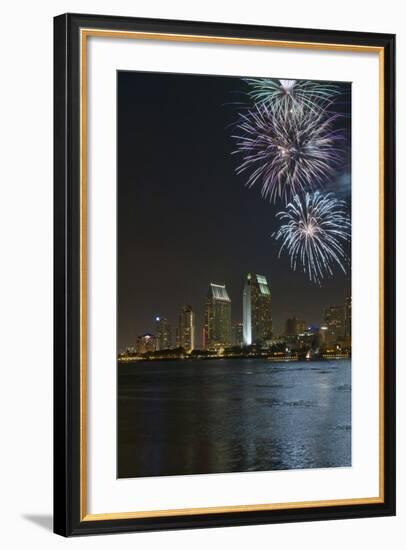 San Diego Bay Fireworks-lpound-Framed Photographic Print