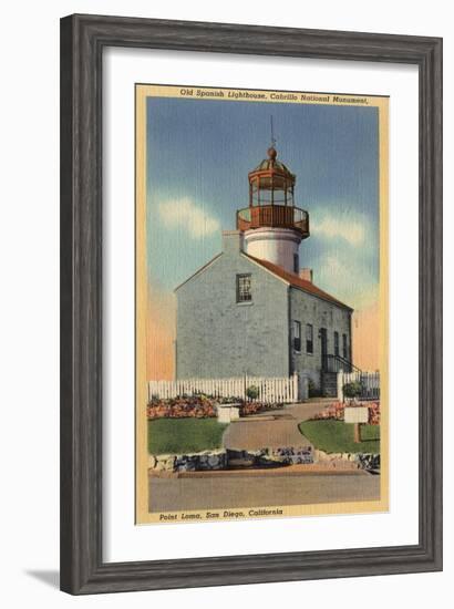 San Diego, CA - Cabrillo National Monument, Point Loma Lighthouse-Lantern Press-Framed Art Print