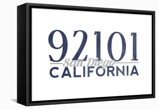 San Diego, California - 92101 Zip Code (Blue)-Lantern Press-Framed Stretched Canvas