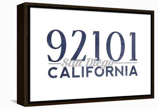 San Diego, California - 92101 Zip Code (Blue)-Lantern Press-Framed Stretched Canvas