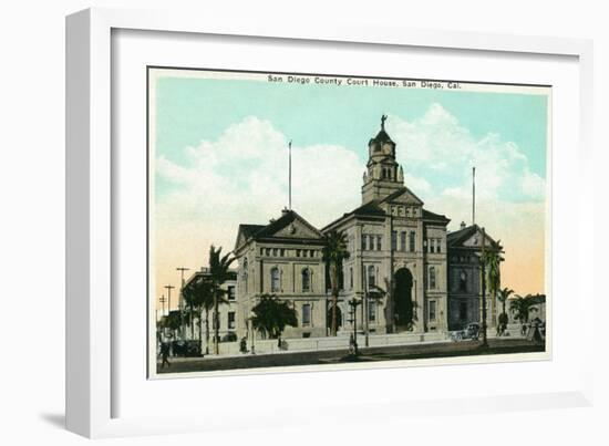 San Diego, California - Exterior View of the County Court House-Lantern Press-Framed Art Print