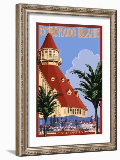 San Diego, California - Hotel Del Coronado-Lantern Press-Framed Art Print