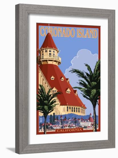 San Diego, California - Hotel Del Coronado-Lantern Press-Framed Art Print