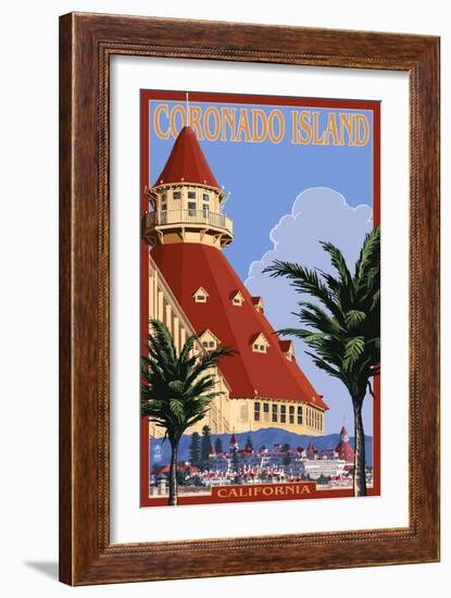 San Diego, California - Hotel Del Coronado-Lantern Press-Framed Art Print