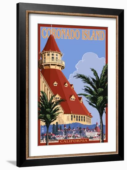 San Diego, California - Hotel Del Coronado-Lantern Press-Framed Art Print