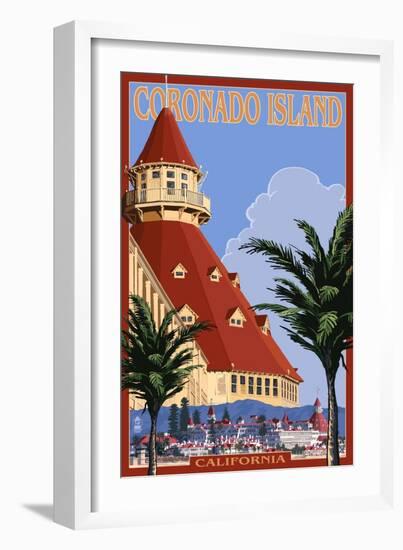 San Diego, California - Hotel Del Coronado-Lantern Press-Framed Art Print