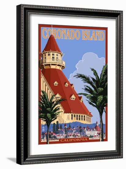 San Diego, California - Hotel Del Coronado-Lantern Press-Framed Art Print