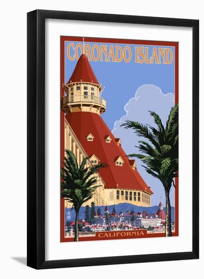 San Diego, California - Hotel Del Coronado-Lantern Press-Framed Premium Giclee Print