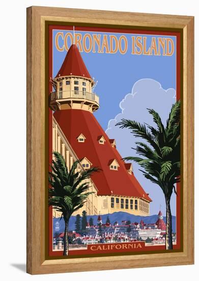 San Diego, California - Hotel Del Coronado-Lantern Press-Framed Stretched Canvas