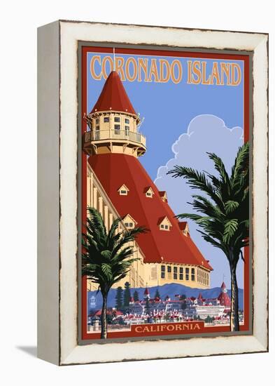 San Diego, California - Hotel Del Coronado-Lantern Press-Framed Stretched Canvas