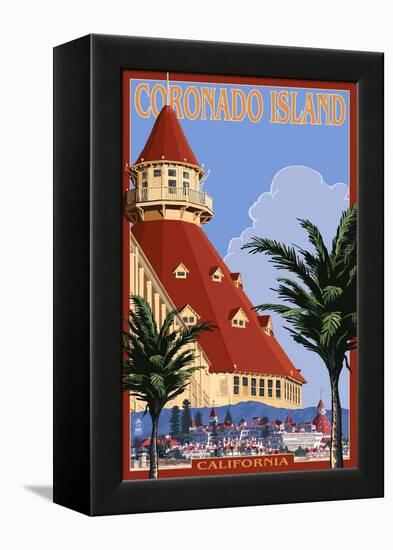 San Diego, California - Hotel Del Coronado-Lantern Press-Framed Stretched Canvas