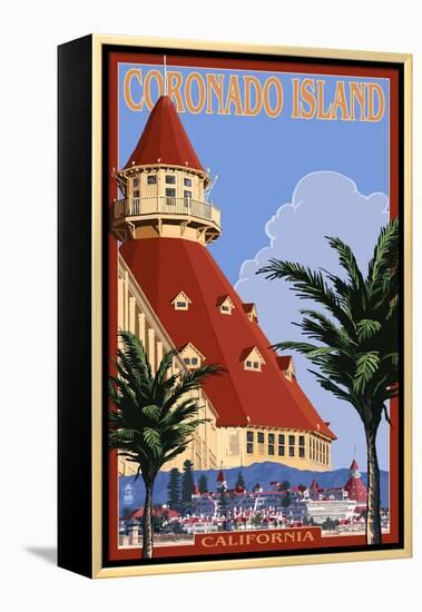 San Diego, California - Hotel Del Coronado-Lantern Press-Framed Stretched Canvas