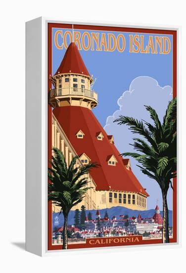 San Diego, California - Hotel Del Coronado-Lantern Press-Framed Stretched Canvas