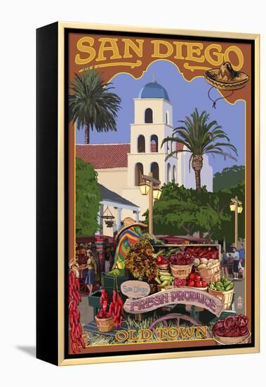 San Diego, California - Old Town-Lantern Press-Framed Stretched Canvas