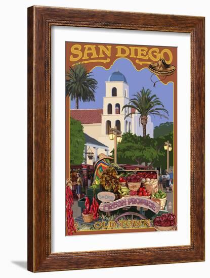 San Diego, California - Old Town-Lantern Press-Framed Premium Giclee Print