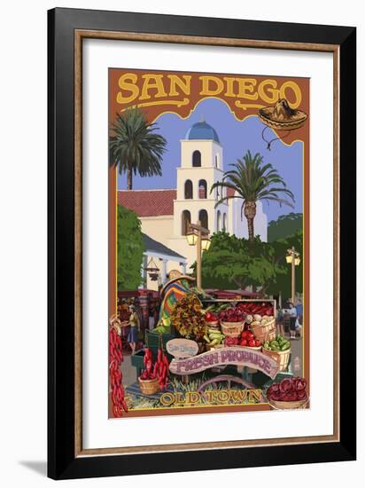 San Diego, California - Old Town-Lantern Press-Framed Premium Giclee Print