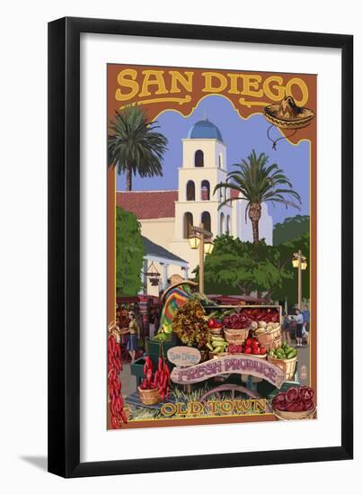 San Diego, California - Old Town-Lantern Press-Framed Premium Giclee Print