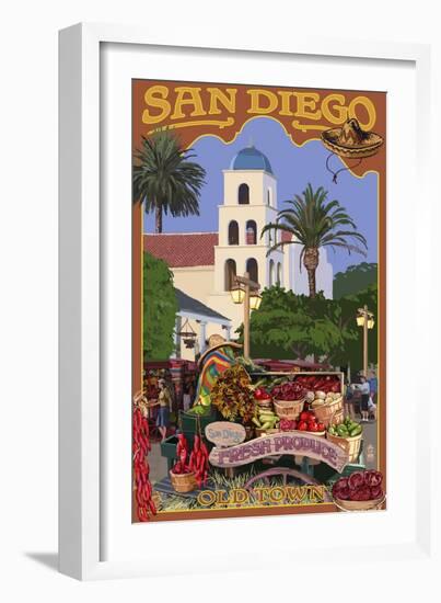 San Diego, California - Old Town-Lantern Press-Framed Premium Giclee Print