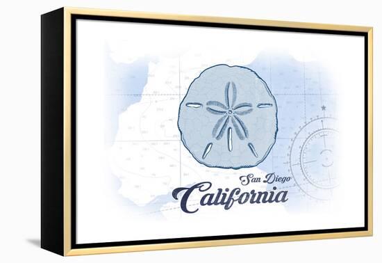 San Diego, California - Sand Dollar - Blue - Coastal Icon-Lantern Press-Framed Stretched Canvas