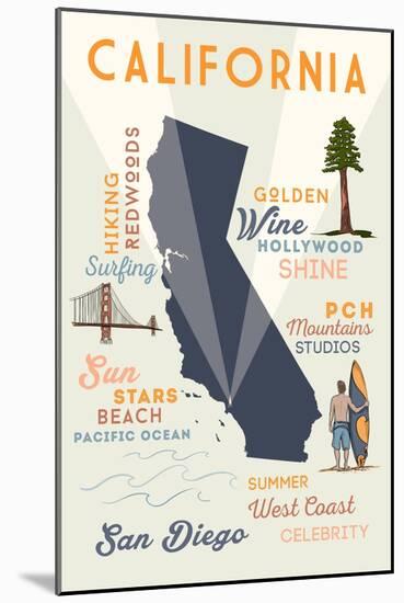 San Diego, California - Typography and Icons-Lantern Press-Mounted Art Print