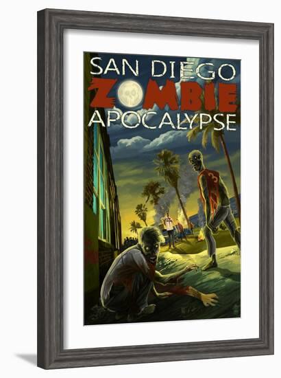 San Diego, California - Zombie Apocalypse-Lantern Press-Framed Art Print