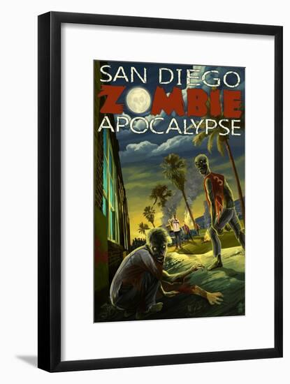 San Diego, California - Zombie Apocalypse-Lantern Press-Framed Art Print