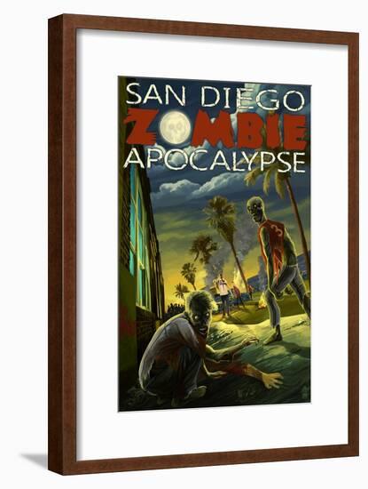 San Diego, California - Zombie Apocalypse-Lantern Press-Framed Art Print