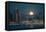 San Diego Downtown Skyline and Full Moon over Water at Night-Songquan Deng-Framed Premier Image Canvas