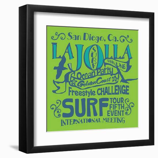 San Diego La Jolla Surfing-null-Framed Art Print