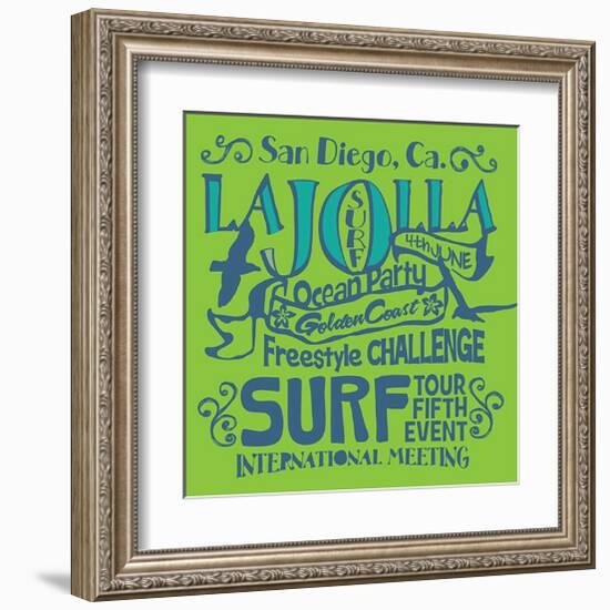 San Diego La Jolla Surfing-null-Framed Art Print