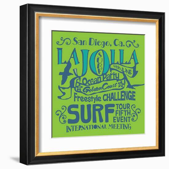San Diego La Jolla Surfing-null-Framed Art Print