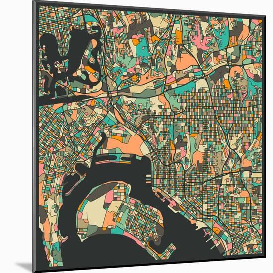 San Diego Map-Jazzberry Blue-Mounted Art Print