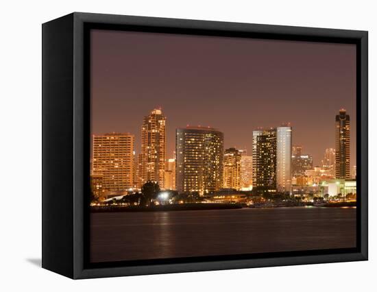 San Diego Skyline at Dusk From Coronado Island, California, United States of America, North America-Sergio Pitamitz-Framed Premier Image Canvas