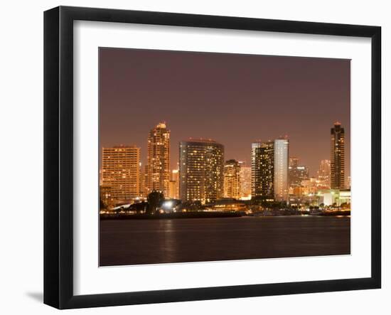 San Diego Skyline at Dusk From Coronado Island, California, United States of America, North America-Sergio Pitamitz-Framed Photographic Print