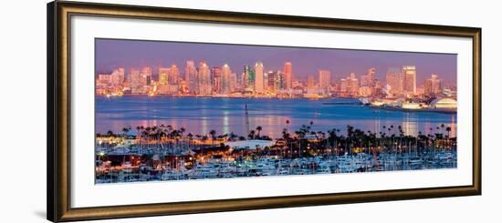 San Diego Skyline at Night and Marina-Andy Z-Framed Art Print