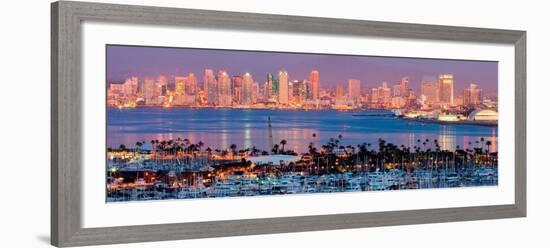 San Diego Skyline at Night and Marina-Andy Z-Framed Art Print