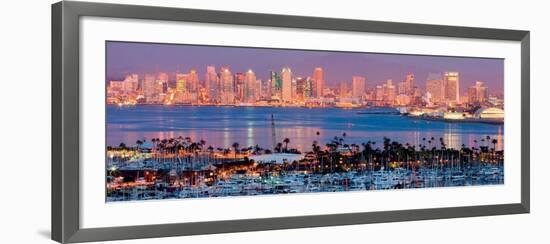 San Diego Skyline at Night and Marina-Andy Z-Framed Art Print