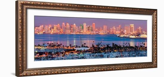 San Diego Skyline at Night and Marina-Andy Z-Framed Art Print