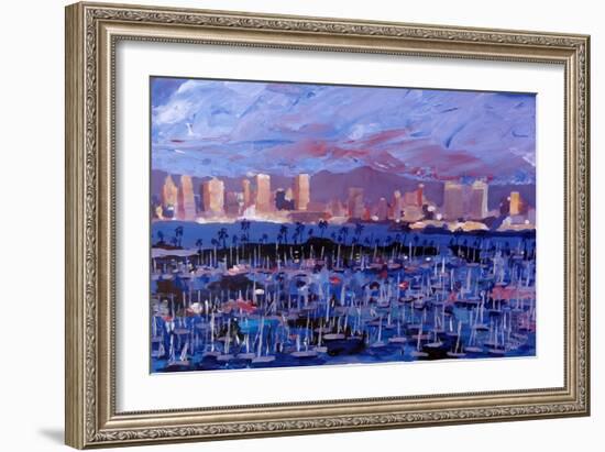 San Diego Skyline with Marina at Dusk-Markus Bleichner-Framed Art Print