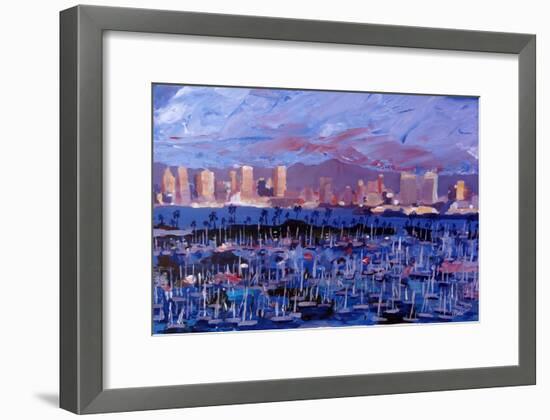 San Diego Skyline with Marina at Dusk-Markus Bleichner-Framed Art Print