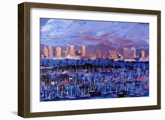 San Diego Skyline with Marina at Dusk-Markus Bleichner-Framed Art Print