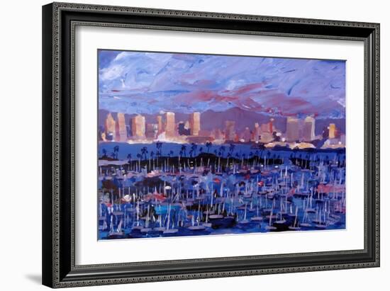 San Diego Skyline with Marina at Dusk-Markus Bleichner-Framed Art Print