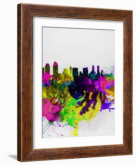 San Diego Watercolor Skyline-NaxArt-Framed Art Print