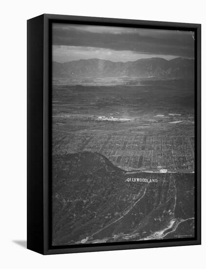 San Fernando Valley Seen from Point over Hollywood. Building Atop Mountain is Don Lee TV Station-Loomis Dean-Framed Premier Image Canvas