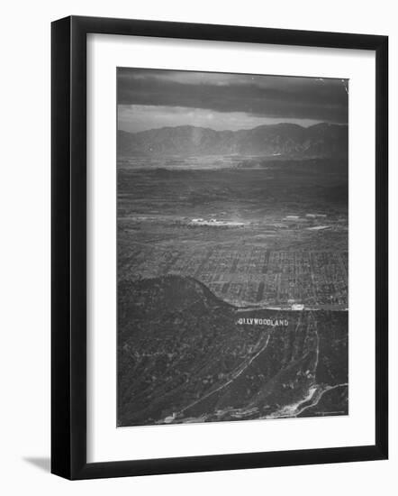 San Fernando Valley Seen from Point over Hollywood. Building Atop Mountain is Don Lee TV Station-Loomis Dean-Framed Photographic Print