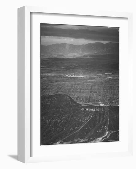 San Fernando Valley Seen from Point over Hollywood. Building Atop Mountain is Don Lee TV Station-Loomis Dean-Framed Photographic Print